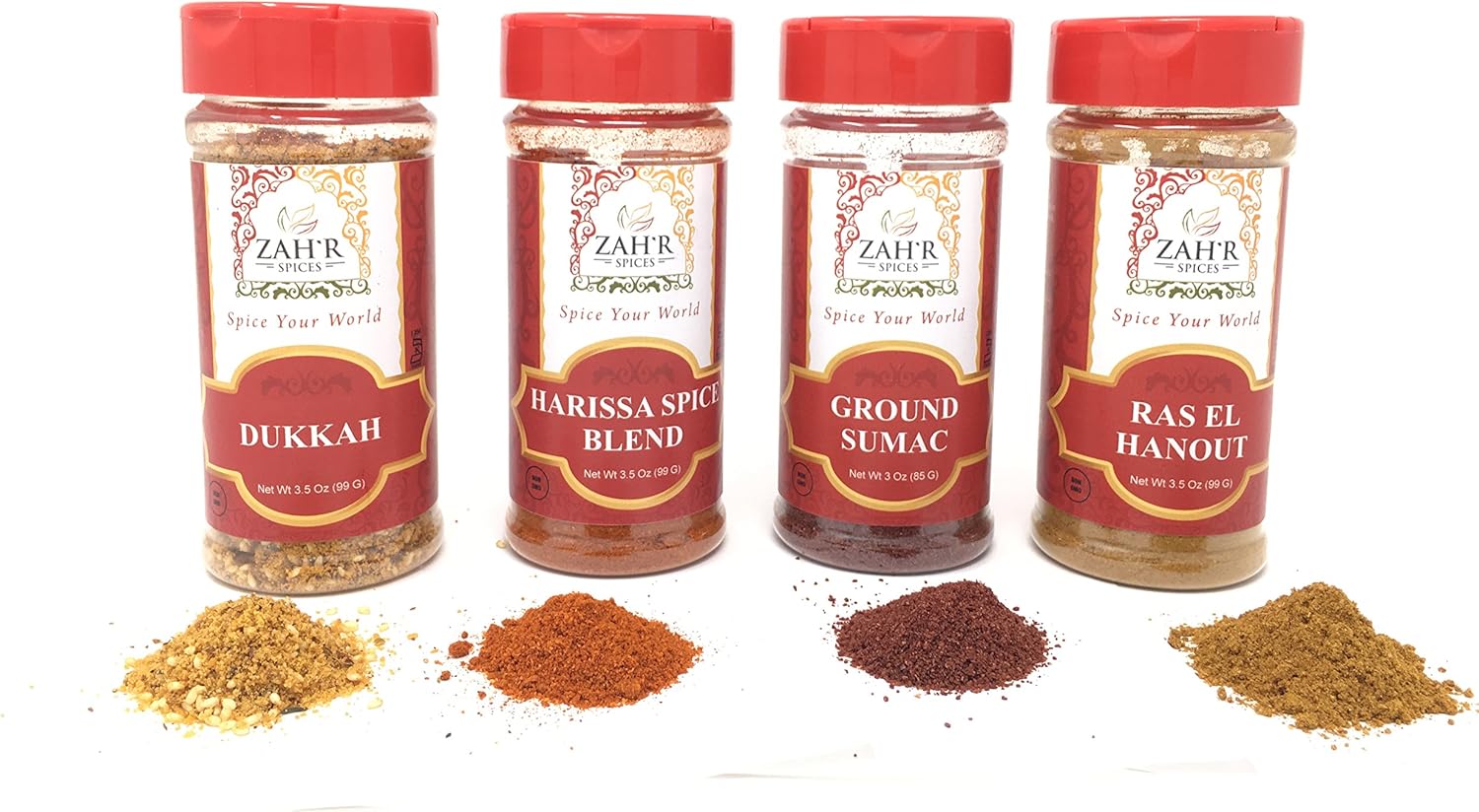 Zah'r Spices North African Four Spice Variety Pack Harissa, Ground