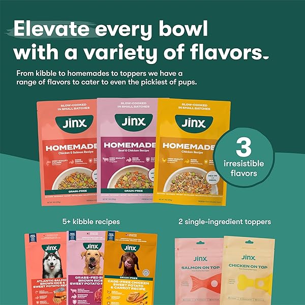 JINX SALMON GRAIN FREE WET DOG FOOD TOPPERS, MEAL OR MIX WITH DRY DOG FOOD, MADE WITH REAL SALMON & CHICKEN, BONE BROTH, NO FILLERS, PUPPY, ADULT, SENIOR, 3OZ, 8 PACK
