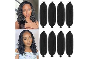 MCNJM 8 Packs Springy Afro Twist Hair 12 Inch Pre Fluffed Spring Twist Hair Afro Twist Hair For Soft Locs Marley Twist Braiding Hair For Women(1B#）