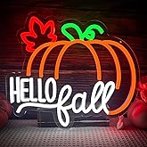 Hello Fall neon sign dimmable Pumpkin neon sign Fall led lights maple Leaf neon light for Bedroom Wall Pumpkin neon light Up Sign for Wall Decor Party Gift