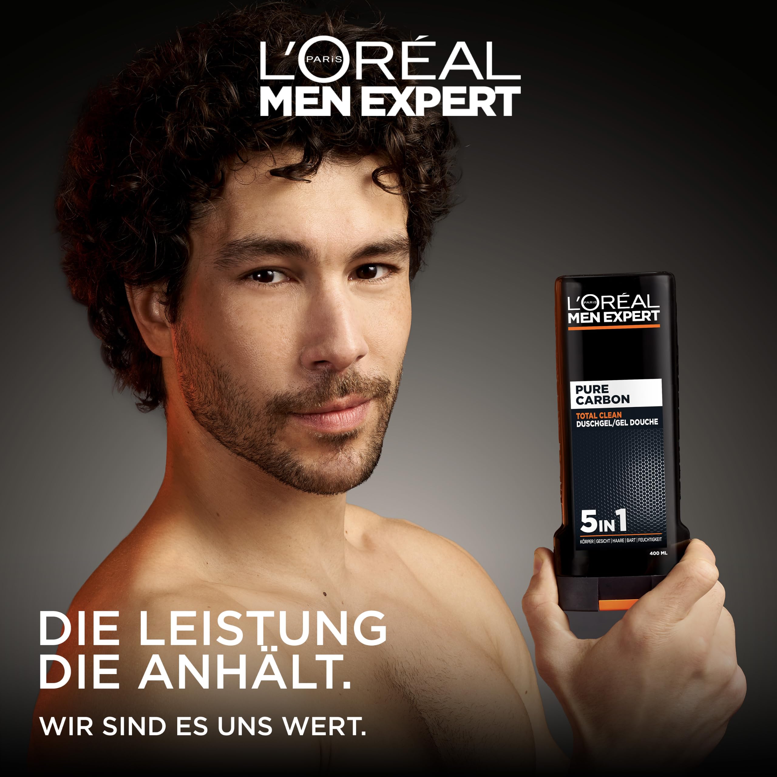L'Oréal Men Expert XXL 5in1 Duschgel und Shampoo für Männer, Duschbad zur Reinigung von Körper, Haar und Gesicht, Herren Körperpflege für langanhaltende Frische mit Karbon, Pure Carbon, 1 x 400 ml 2