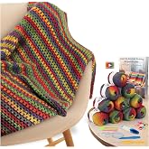 Aeelike Crochet Blanket Kit for Adults,Vedio Tutorial,Wool Yarn 10 Skeins | Wool Blend Yarn,Vintage Ombre Rainbow,Step-by-Step Tutorial,Make a Warm Cozy Blanket, Ideal Craft Gift for Crochet Lovers