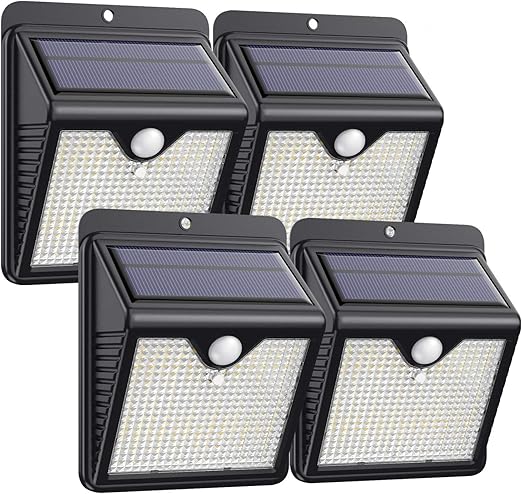 4 Paquete】Luz Solar Exterior 150 LED, Trswyop Foco Solar Exterior con 120 ° Gran Angular Sensor de Movimiento Lámpara Solar Inalámbricas Impermeable Para Jardín, Garaje [ Clase Energética A+++ ]: Amazon.es: Iluminación