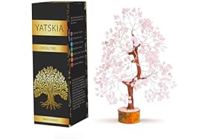 YATSKIA Rose Quartz Tree, Rose Quarts Crystal - Tree of Life Rose Quartz, Stone Crystal Money Tree - Feng Shui Decor - Spiritual Gift, Home Office Decor - 10-12 Inch Approx