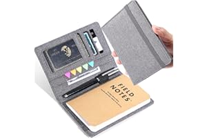 Plinyvel Notebook Cover for Field Notes 3.5"x5.5" - Waterproof Organizer with Pen Loop Holder and Card Slots, Travel Journal Accessories, Fits 3.5x5.5 Inch Pocket Notebooks (Gray)