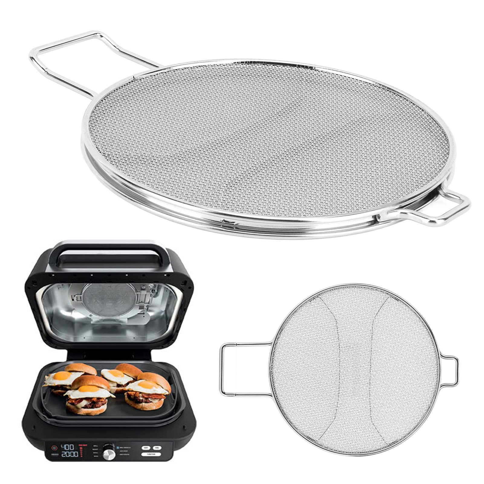 Tnfeeon Detachable Stainless Steel Fine Mesh Splatter Shield Replacement with Resting Feet for Foodi IG651 Fryer Accessories