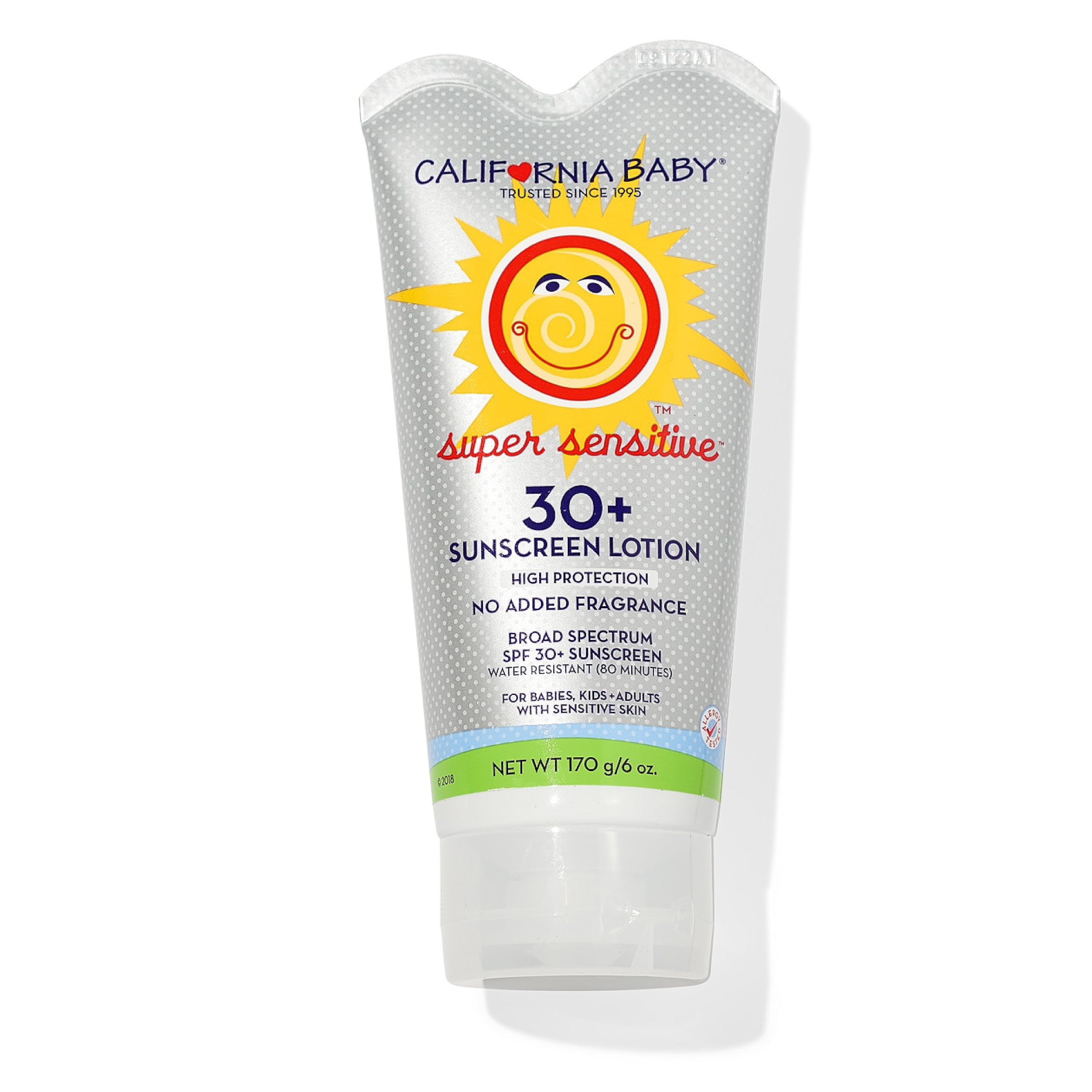 California Baby Super Sensitive SPF 30+ Sunscreen | Unscented | Mineral Based | Baby Sunscreen for Face + Body | Titanium Dioxide | 170 grams / 6oz