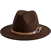 EOGIMI Fashion Women Wide Brim Fedora Floppy Panama Hat with Belt Buckle
