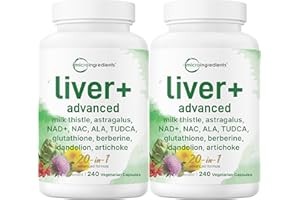 MICRO INGREDIENTS Liver Advanced, 480Veggie Capsules | 20-in-1 Complex + Milk Thistle, Dandelion, NAD, NAC, ALA, TUDCA, Glutathione, Artichoke, Turmeric, & Astragalus | Non-GMO, Gluten Free