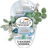 BIC Soleil 5 Escape Scented Womens Disposable Razors, 5 Blades, 2 Count | Jasmine &amp; Eucalyptus Scented Handle, Five Flexible Blades, Comfortable Shave with Skin Protection