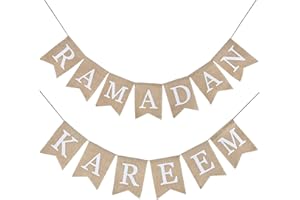 MAITYS Ramadan Mubarak Banner Ramadan Kareem Decorations Eid Burlap Bunting Gold Eid Mubarak Banner Party Supplies for Home Muslim Festival