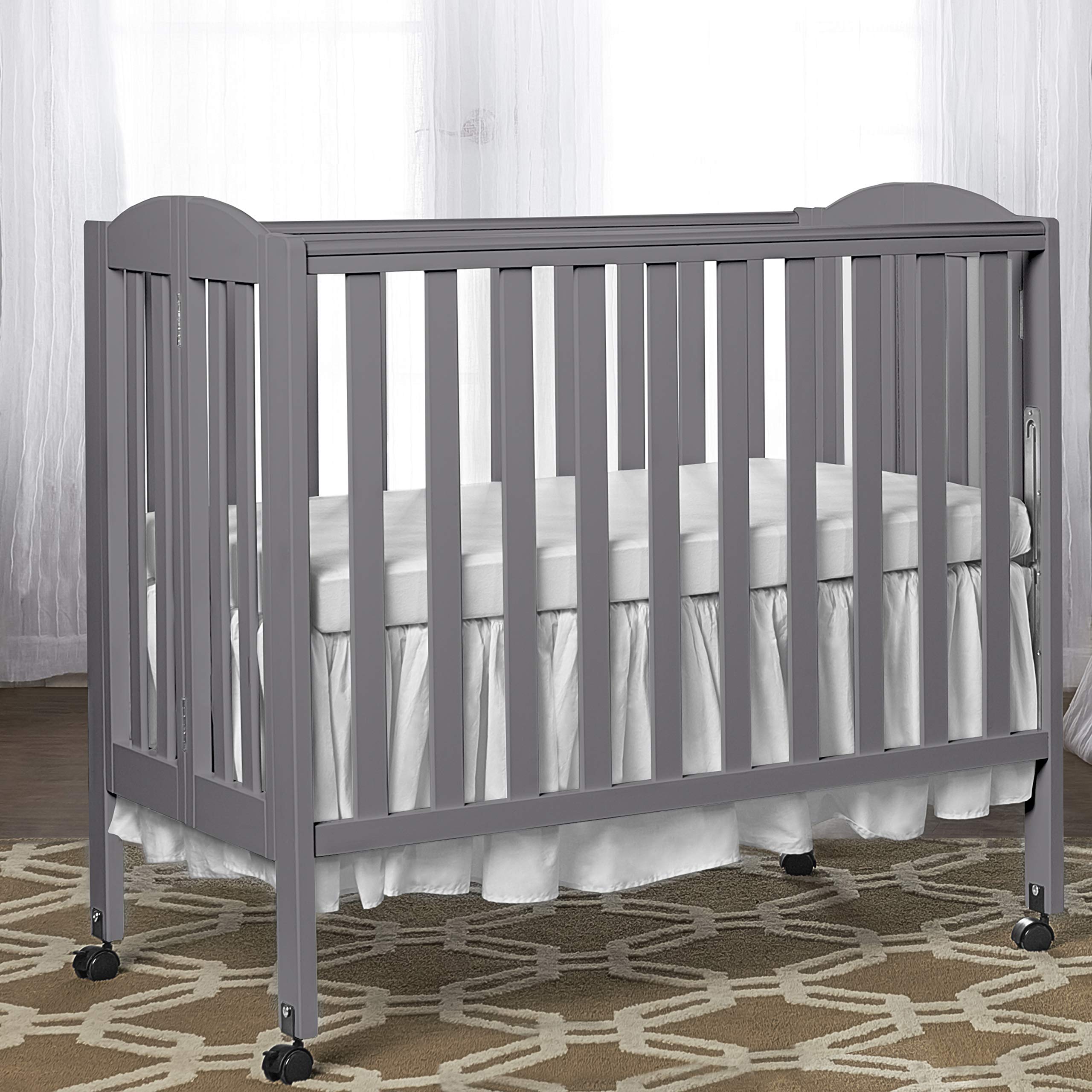Dream On Me 3-in-1 Folding Portable Crib, Steel Grey
