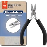Beadalon Designer Series Semi-Flush Cutter, Black Vinyl-Free Grips, Stainless Steel, Box Joint, Double Leaf Springs, 4.75 in