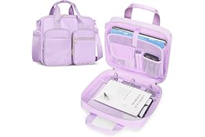 Prokva 3 Ring Zipper Binder, 2 Inch Ring Binder Organizer Bag with Shoulder Strap Fits 13 Inch Laptop and 500 Sheets, Purple(Empty Bag Only)