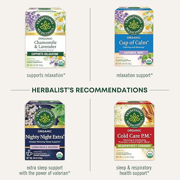 TRADITIONAL MEDICINALS ORGANIC NIGHTY NIGHT WITH PASSIONFLOWER HERBAL TEA, PROMOTES A GOOD NIGHT’S SLEEP, (PACK OF 1) – 16 TEA BAGS