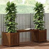 Furinno Outdoor Planter Box with Seater Wood Natural 173.99 W x 45.46 H x 40.13 view 2