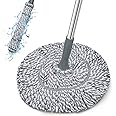 Self-Wringing Twist Mop for Floor Cleaning, Long Handled Microfiber Floor Mop with Top Scouring Pad for Kitchen, Hardwood, Restaurant, Bathroom, Garages, Warehouses, Office, 64-inch , Grey