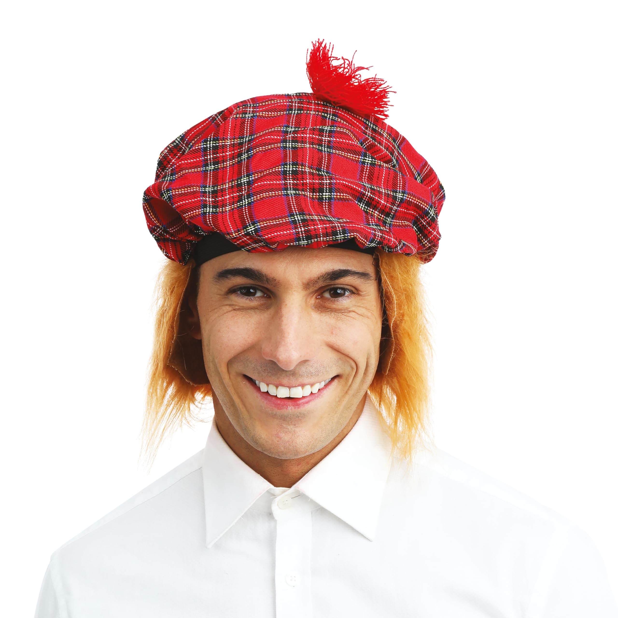 P 'tit clown Adult 77310 Fabric Tartan Hat with Hair – Multi-Color