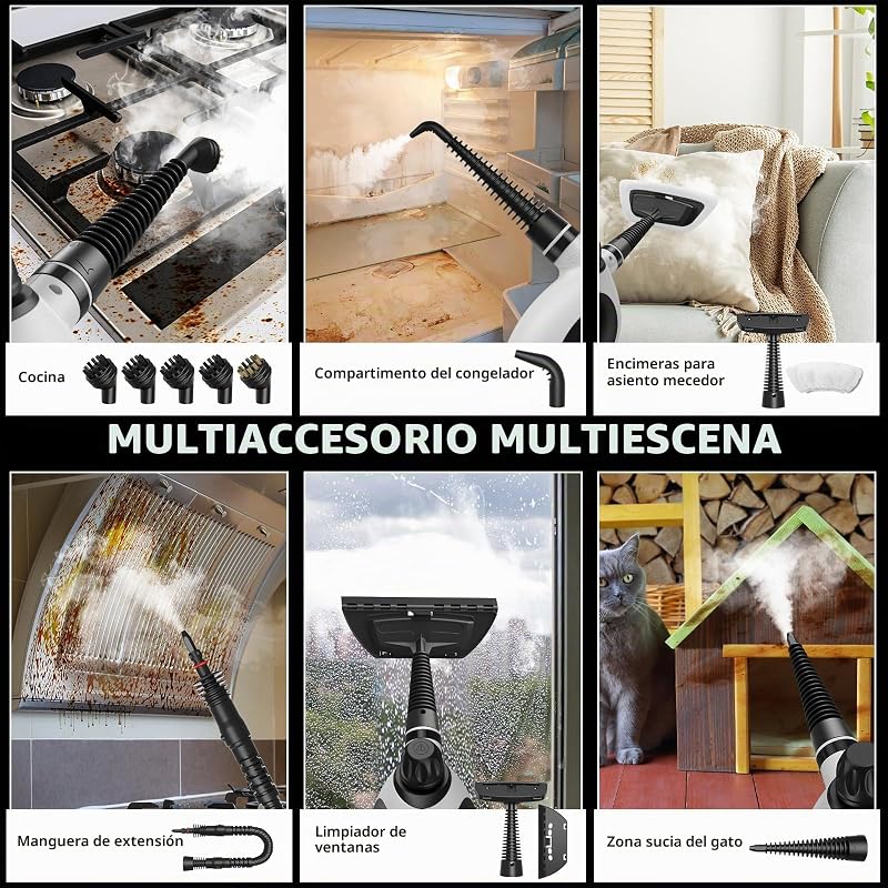 Vaporeta Limpieza Hogar y 14 Accesorios, 1050W, Sin Productos Químicos — foto 4 de 7