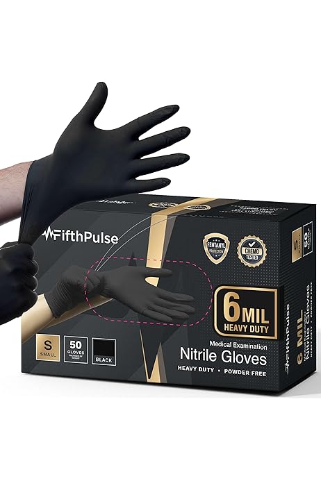 Black Nitrile Gloves Medium BOSS Nitrile Gloves 4mm (100 Pairs
