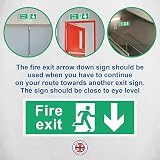 Rubigo Fire Exit Sign Down Arrow 30x10cm Self Adhesive Vinyl Safety Emergency view 3