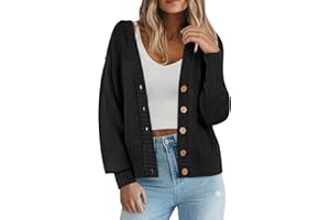 Caracilia Cardigan Sweater for Women Oversized Loose Fit Long Sleeve Button Waffle Knit Coat Outwear 2024 Fall Outfits Trendy