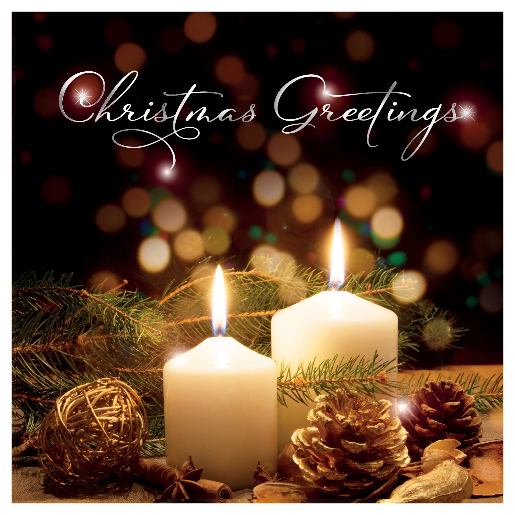 Christmas cards pack - Candles, 10 luxury Christmas cards with 10 white envelopes - Designed, printed and hand-packed in the UK, by Just Cards Direct