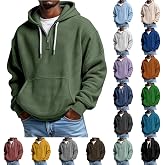 Mens Quarter Zip Hoodie Waffle Knit Hooded Sweatshirt with Kangaroo Pockets | Loose Fit Long Sleeve Drawstring 1/4 Zipper Pullover Hoodies Fall Spring Big Tall Lightweight Sports Running Work Sweat Shirt