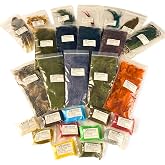 Premium Fly Tying Materials Kit - Comprehensive Variety Pack for Fly Fishing, UV Dyed Marabou, Hackle, Peacock Feathers, Synthetic Dubbing, Ideal for Trout Fishing, Beginners &amp; Experts