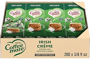 Nestle Coffee mate Coffee Creamer, Irish Creme, Liquid Creamer Singles, Non Dairy, No Refrigeration, 0.375 fl oz Tubs (Pack of 200)