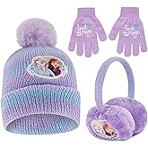 Disney Girls Winter Hat, Earmuffs and Kids Gloves Set, Frozen For Ages 4-7