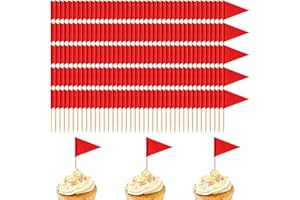 200 Pieces Mini Plain Red Flag Toothpicks Golf Toppers, Triangle Toothpick Flags for Food Cupcake Cake Cheese Fruit Party Bla