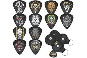 South Feather Skull Guitar Picks Cool Bass Accessories Gifts for Men Music Lovers Players, Personalized Electric Acoustic Medium 12 Styles, GP500,