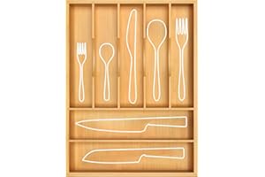 𝐏𝐑𝐈𝐌𝐄 𝐃𝐀𝐘 𝐃𝐄𝐀𝐋𝐒 𝐓𝐎𝐃𝐀𝐘 𝟐𝟎𝟐𝟒 ROYAL CRAFT WOOD Luxury Bamboo Kitchen Drawer Organizer - Silverware Organizer, Utensil Holder and Cutlery Tray for Flatware Utensils (7 Slot, Natural)
