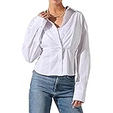 Women's Long Sleeve Button Down Shirt Elegant Casual Wear Blouse with Button Cuffs, Office Work Tops