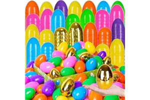 Olixmlya [6 Golden Egg] 100 PCS 3" Plastic Easter Eggs, Large Empty Easter Eggs Fillable Colorful Bright for Kids Boys Girls Classroom Prizes Easter Basket Stuffers Party Favors