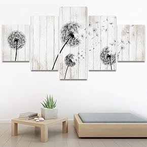 SIGNWIN 5 Panel Canvas Wall Art Abstract Dandelions...