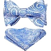 HISDERN Bow Ties for Men Paisley Bowties Mens Self Tie Bow Tie and Pocket Square Set Formal Tuxedo Wedding Bowtie
