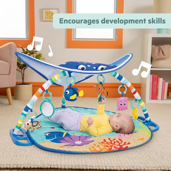 BRIGHT STARTS DISNEY BABY FINDING NEMO MR. RAY OCEAN LIGHTS & MUSIC GYM, AGES NEWBORN +