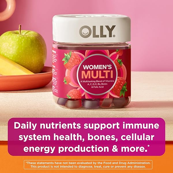 OLLY WOMEN’S MULTIVITAMIN GUMMY, VITAMINS A, D, C, E, BIOTIN, FOLIC ACID, ADULT CHEWABLE VITAMIN, BERRY FLAVOR, 45 DAY SUPPLY – 90 COUNT