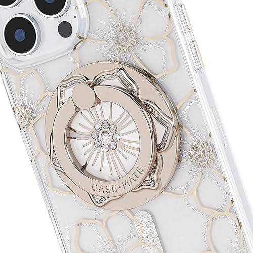 Case-Mate Magnetic Phone Grip & Ring Stand - Collapsible and Removable MagSafe Accessories for iPhone 17 Pro Max /16 Pro Max/15/14/13/12/S25 Ultra - Floral Gems