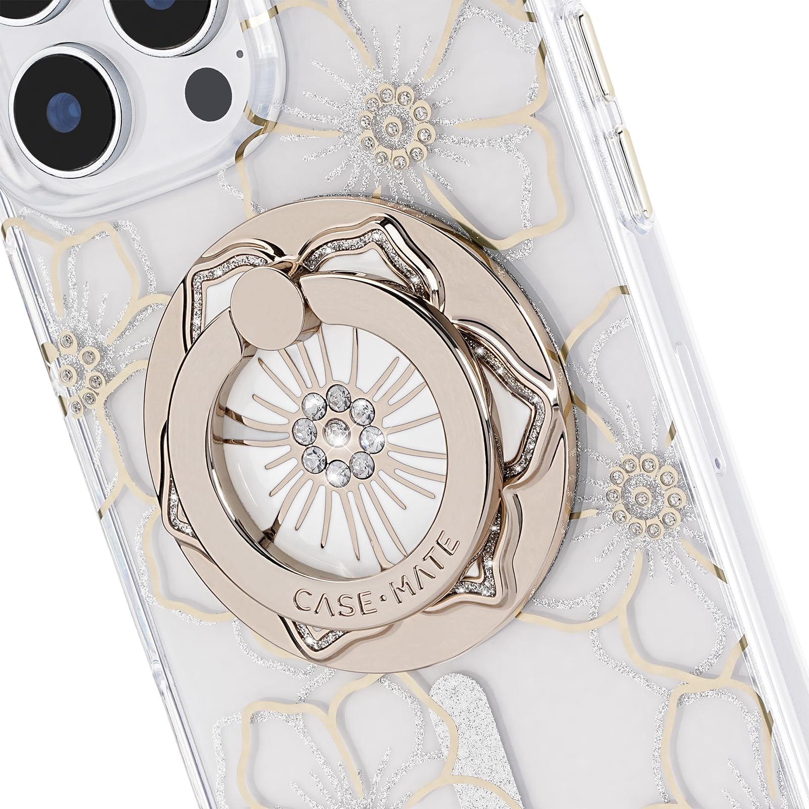 Photo 1 of Case-Mate Magnetic Phone Grip & Ring Stand - Collapsible and Removable MagSafe Accessories for iPhone 16 Pro Max /15 Pro Max/14/13/12/S25 Ultra - Floral Gems