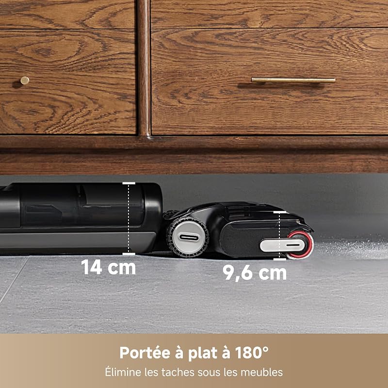 H12 Pro FlexReach Aspirateur Laveur, portée à Plat 180°, 18 000Pa