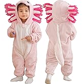 DarkCom Unisex Baby Axololtl Costume Animal Onesie Toddler Hooded Romper Halloween Kids' Christmas Pajamas