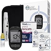 TRUENESS Blood Glucose Meter Bundle, Monitor, Supplies, Solution | Includes Blood Glucose Monitor, Case, 100 Test Strips, 100 Lancets, Lancing Device, Control Solution - Fast, Easy Testing