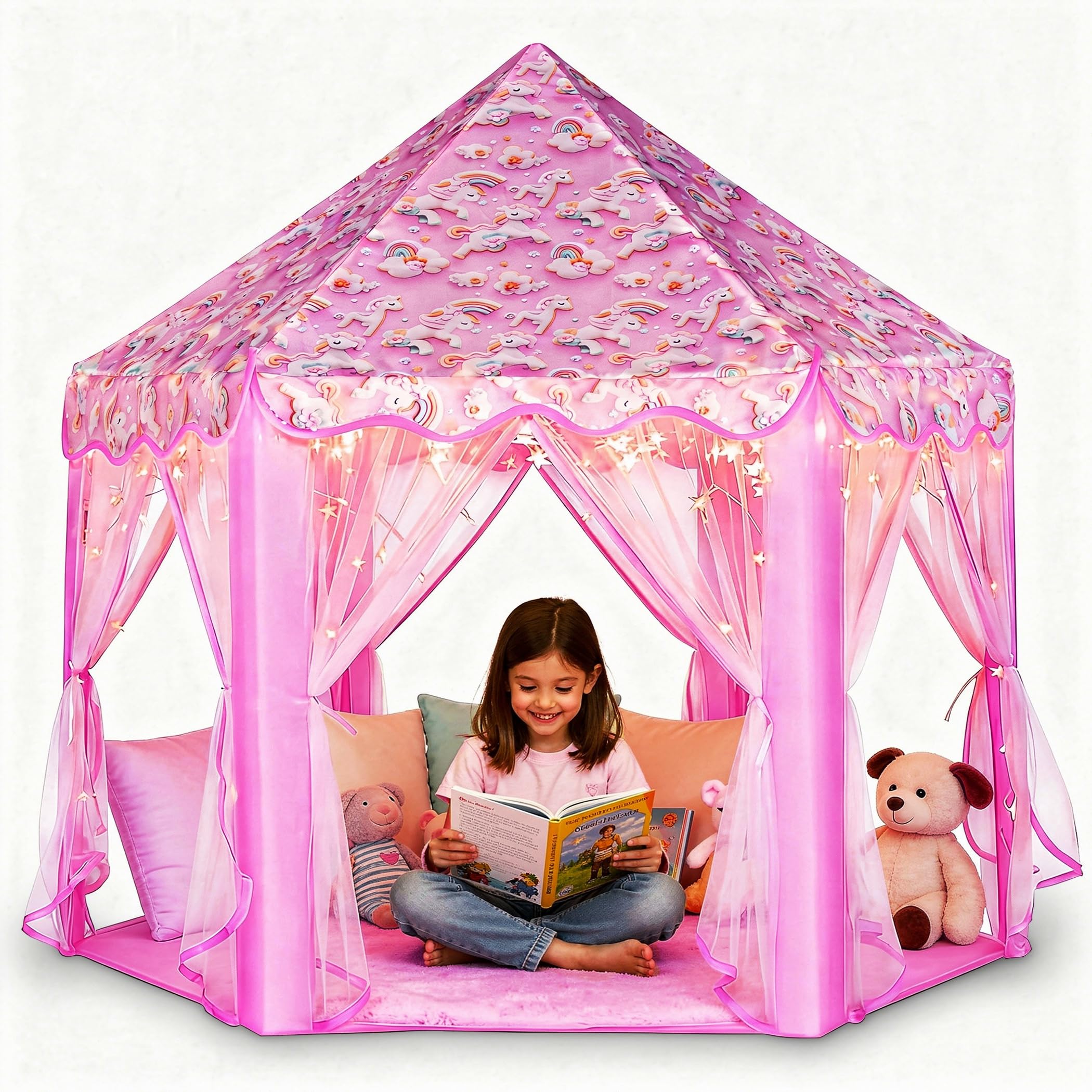 Photo 1 of Lafyette. Princess Tent for Girls, Large Kids Playhouse Castle Play Tent with Star Lights, Indoor Outdoor Playhouse for Children, Fun Toy Tent for Girls Boys Toddlers, Playroom Birthday Gift