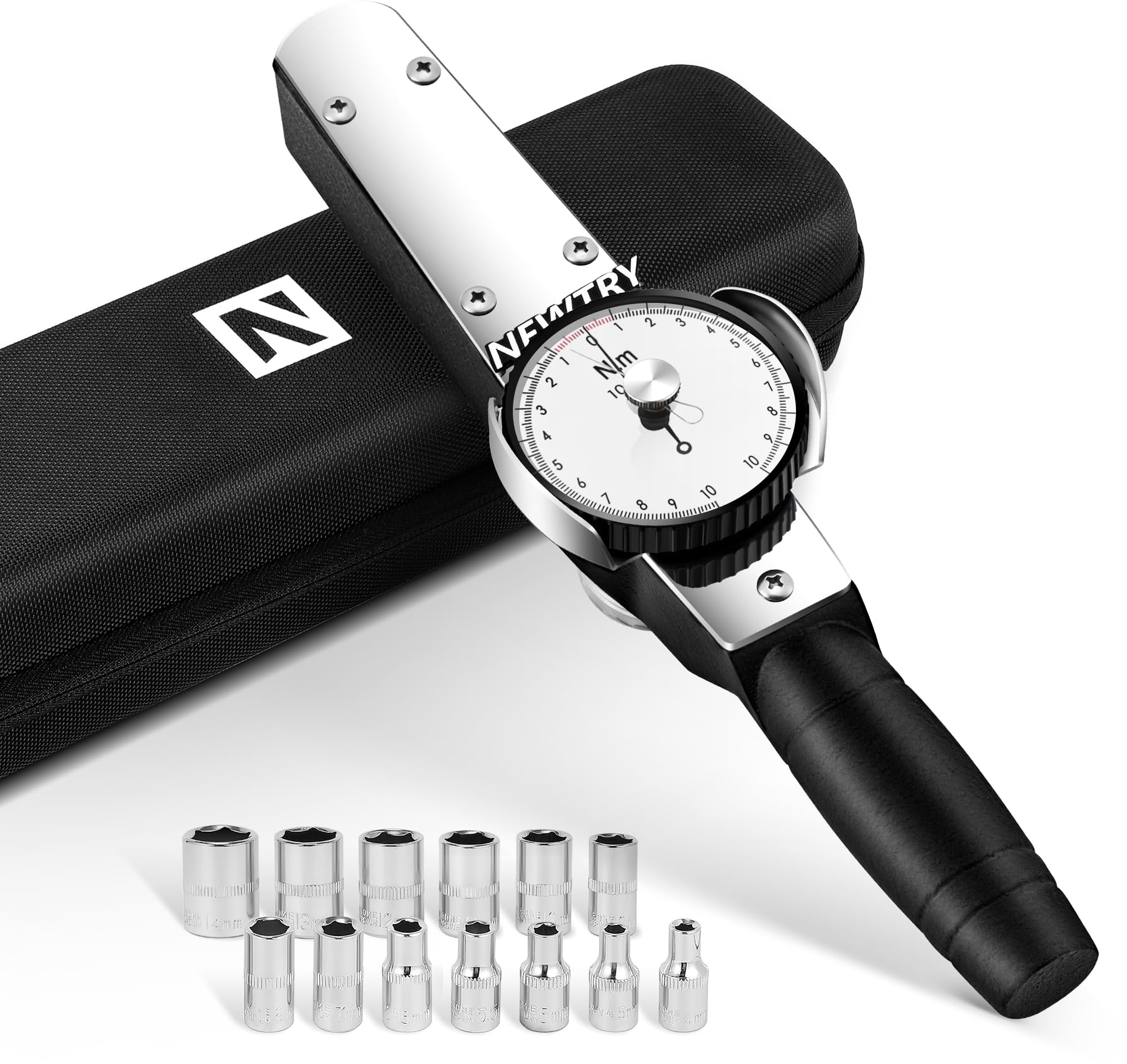 NEWTRY Digital Pointer Dial Torque Wrench Torsion Meter Force Test 3/8 1/2 3/4 0-3000Nm (1-10Nm)