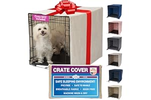 Pet Dreams Dog Crate Cover - Breathable Fabric Kennel Topper for Single-Door Crates, Fits iCrate Dog Cages 18, 24, 30, 36, 42, 48 Inches (Ivory, Small, 24")