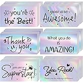 Thank You Cards Small Business Encouragement Cards 120 PCS Holographic Inspirational Card Bulk Motivational Card Appreciation Greeting Card for Wedding Baby Shower Graduations Christmas, 6 Designs