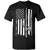 American Flag Fishing T-Shirt, Funny Mens Fishing Shirts, Mens Graphic T-Shirts
